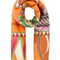 Ferragamo Printed Silk Scarf - Orange