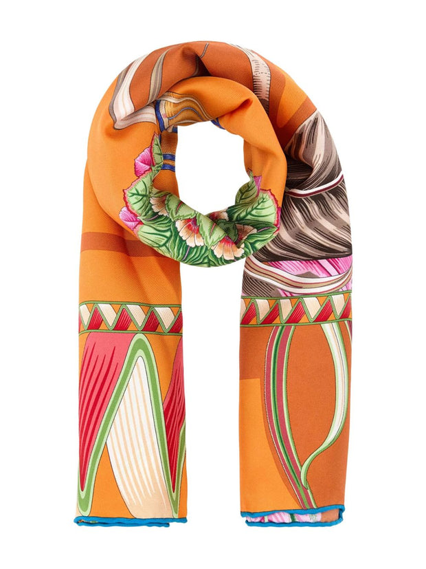 Ferragamo Printed Silk Scarf - Orange