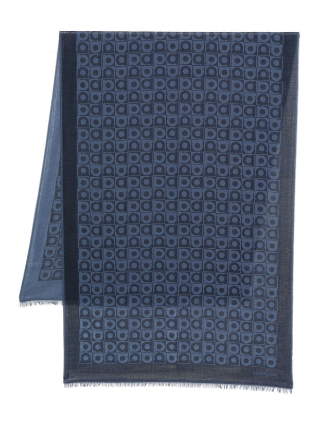 Ferragamo Printed Wool Scarf - Blue