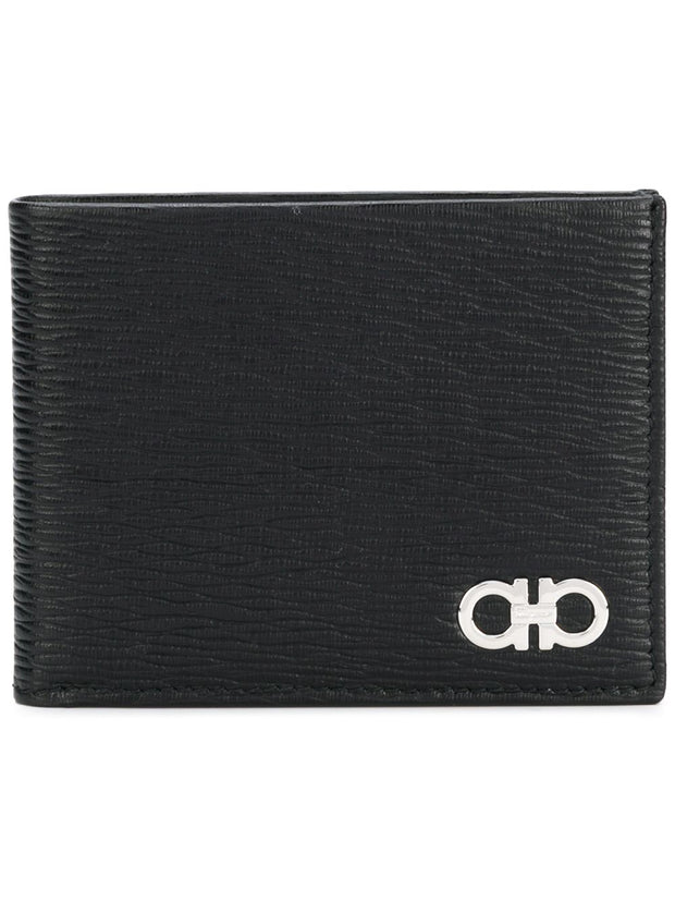 Ferragamo Gancini Leather Trifold Wallet - Black