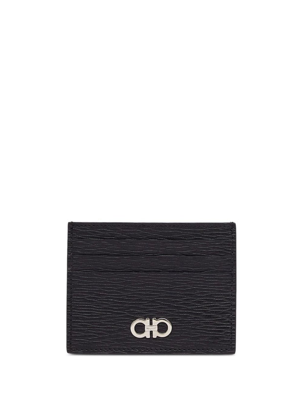 Ferragamo Gancini Leather Card Case - Black