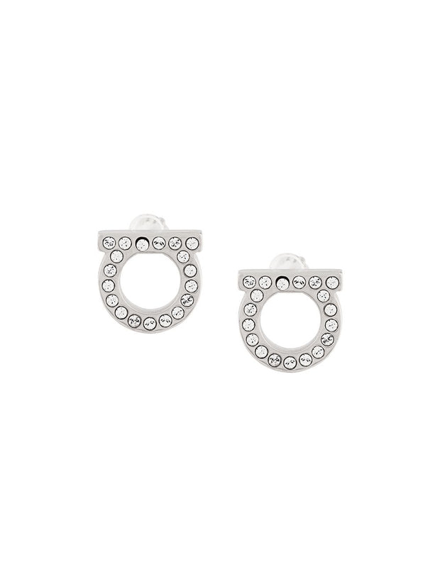Ferragamo Gancini Crystal S Earrings - Silver