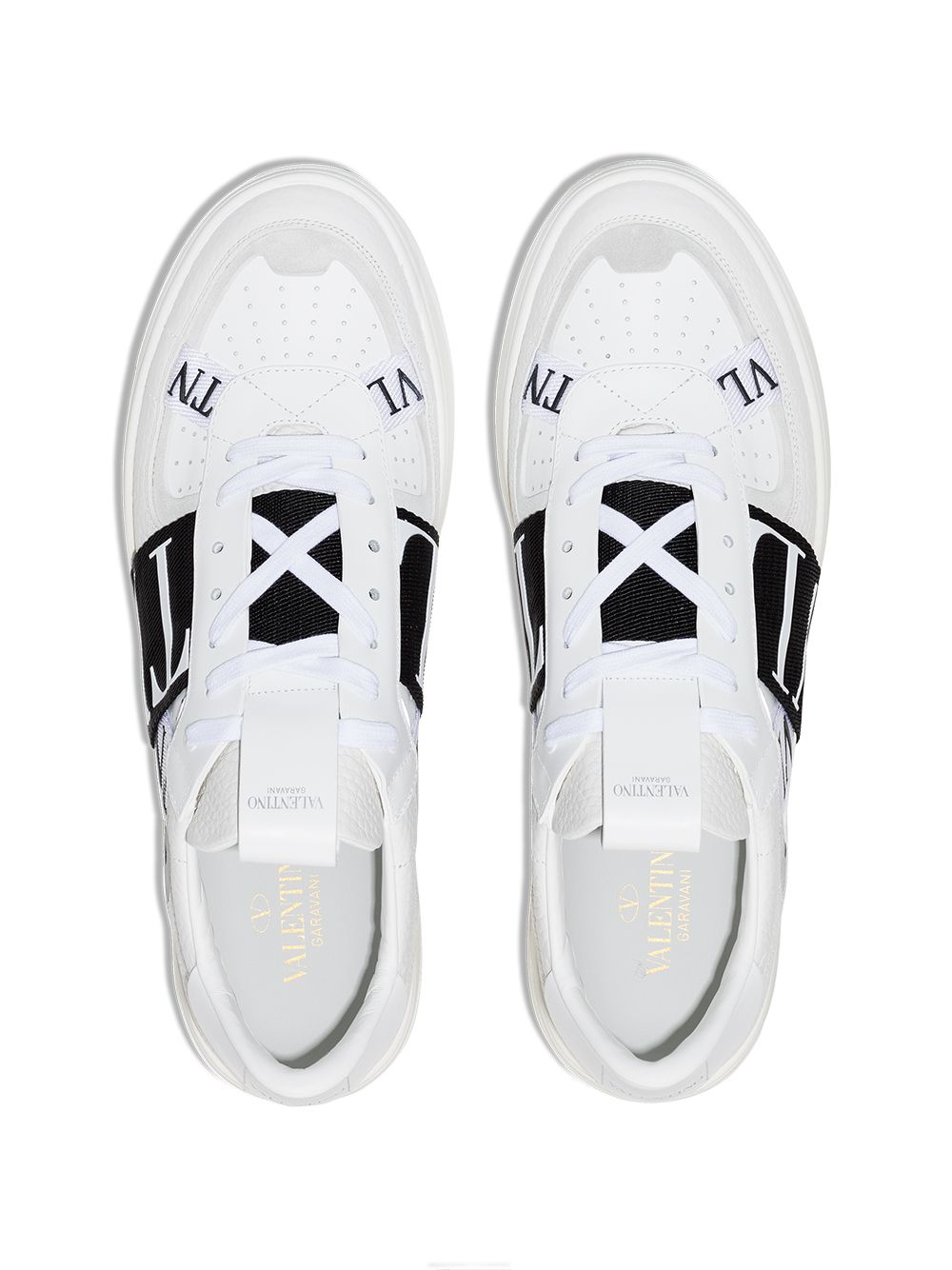 Valentino Garavani VL7N Low-Top Sneaker In Calfskin, Mesh Fabric And Ribbons