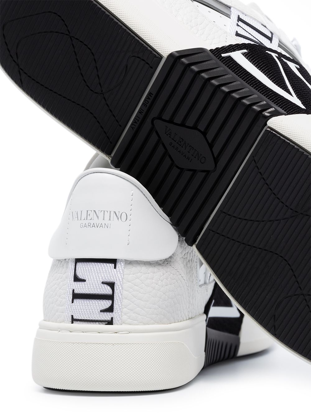 Valentino Garavani VL7N Low-Top Sneaker In Calfskin, Mesh Fabric And Ribbons