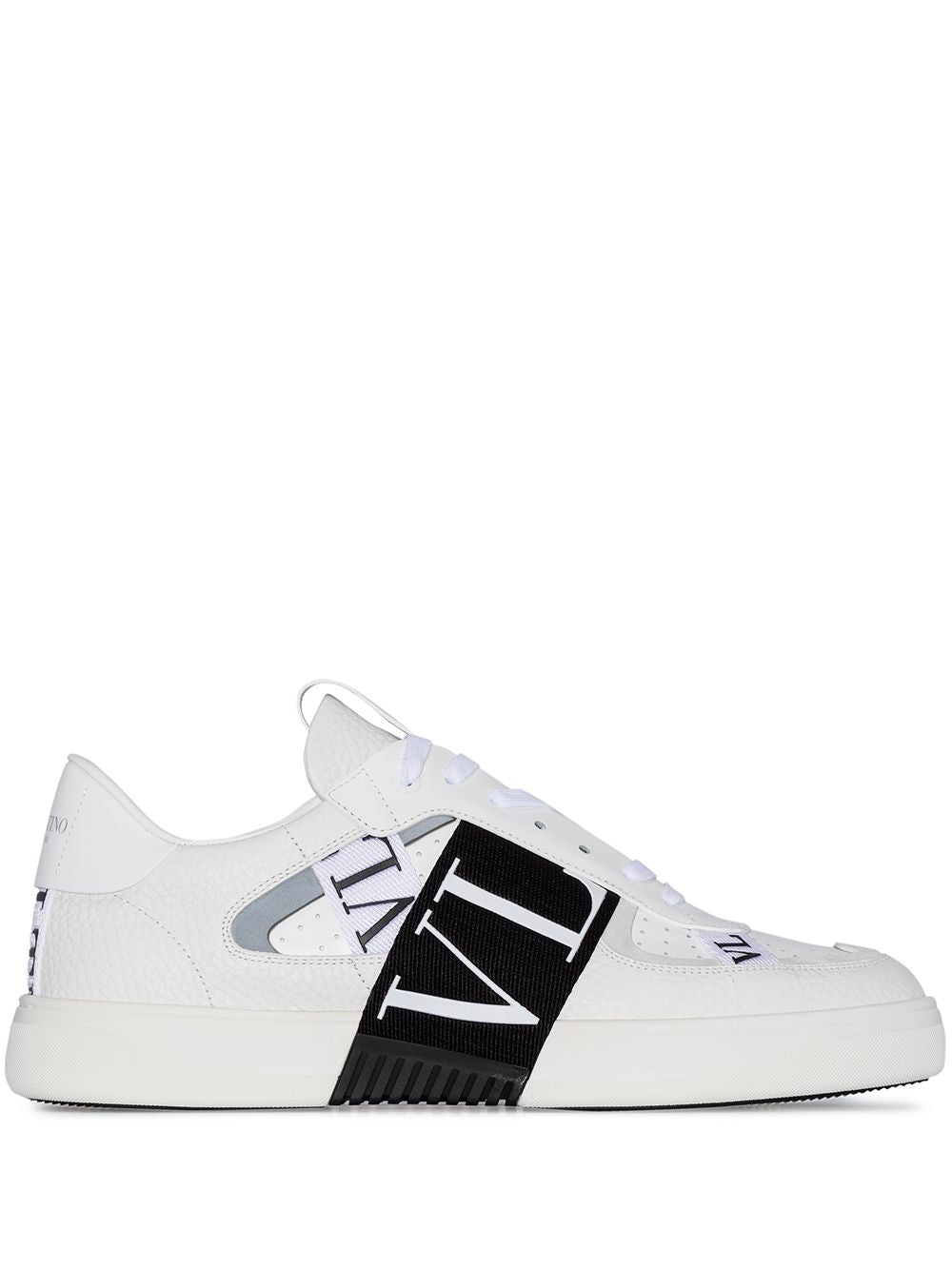 Valentino Garavani VL7N Low-Top Sneaker In Calfskin, Mesh Fabric And Ribbons