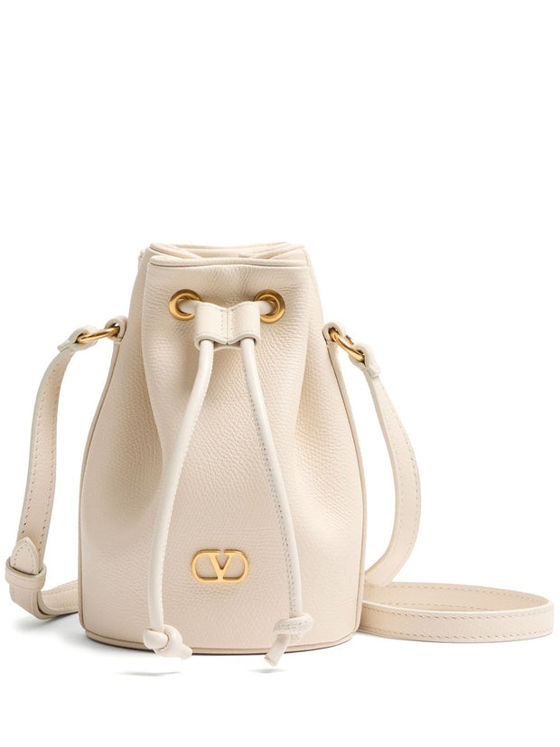 Valentino Garavani VLogo Signature Mini Leather Bucket Bag - Ivory