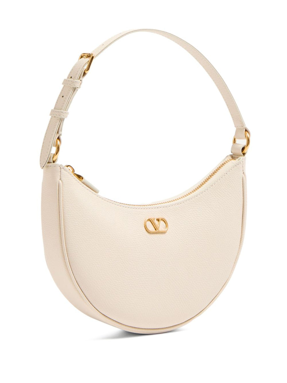 Valentino Garavani VLogo Signature Mini Leather Hobo Bag - Ivory