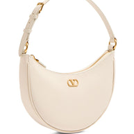 Valentino Garavani VLogo Signature Mini Leather Hobo Bag - Ivory