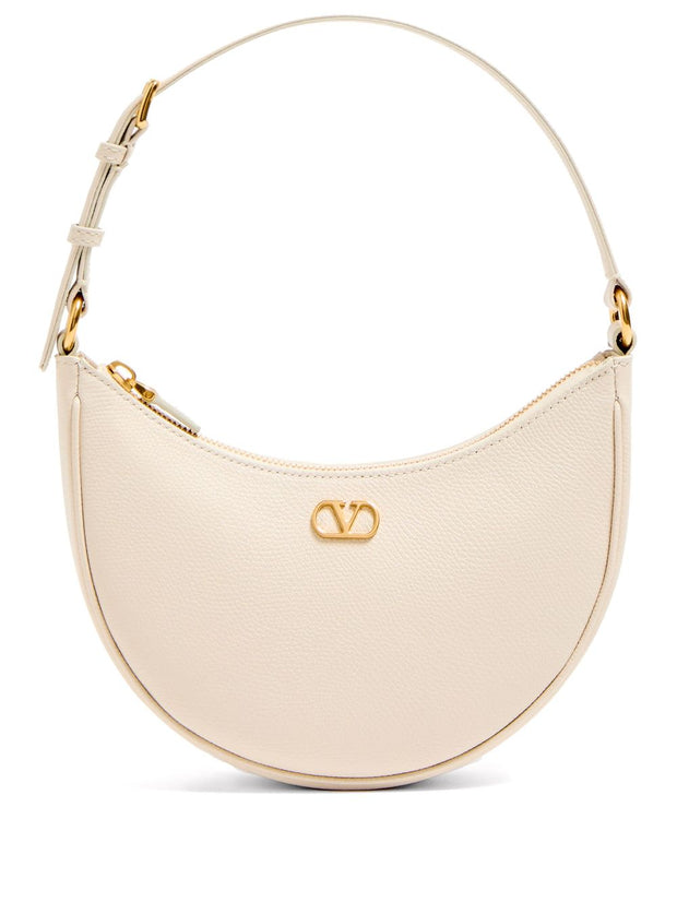 Valentino Garavani VLogo Signature Mini Leather Hobo Bag - Ivory