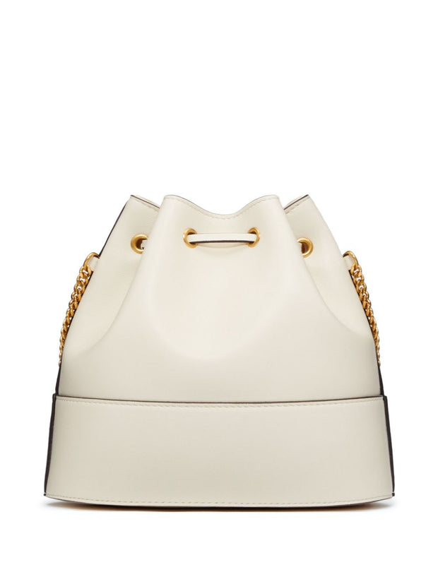 Valentino Garavani VLogo Signature Leather Mini Bucket Bag - Ivory