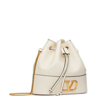 Valentino Garavani VLogo Signature Leather Mini Bucket Bag - Ivory