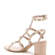 Valentino Garavani Rockstud Leather Heel Sandals - Powder