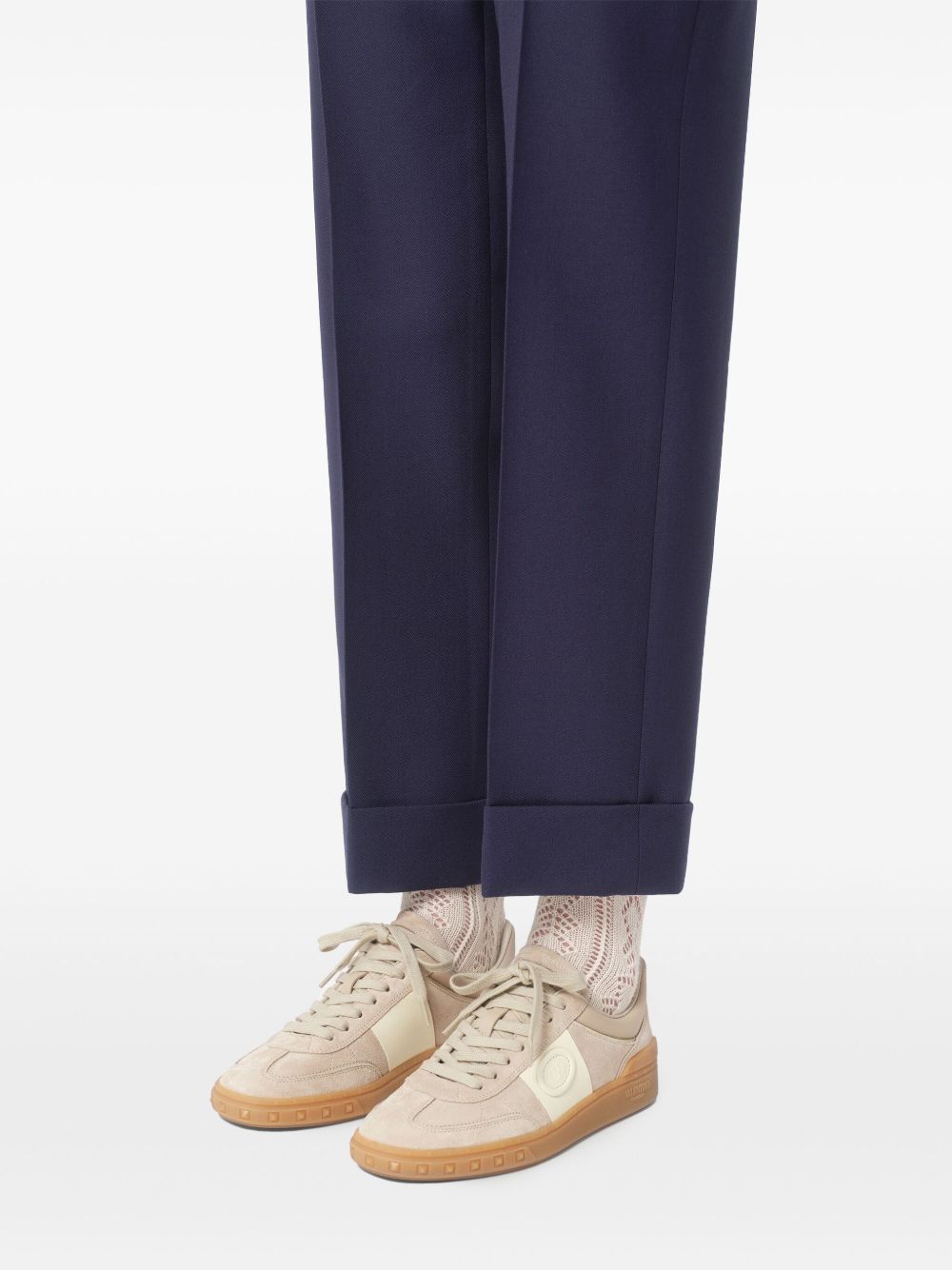 Valentino Garavani Upvillage Low Top Sneaker In Split Leather And Nappa Calfskin