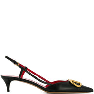 Valentino Garavani VLogo Signature Leather Slingback Pumps - Black