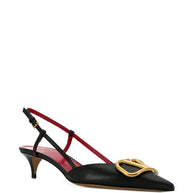 Valentino Garavani VLogo Signature Leather Slingback Pumps - Black