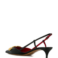 Valentino Garavani VLogo Signature Leather Slingback Pumps - Black