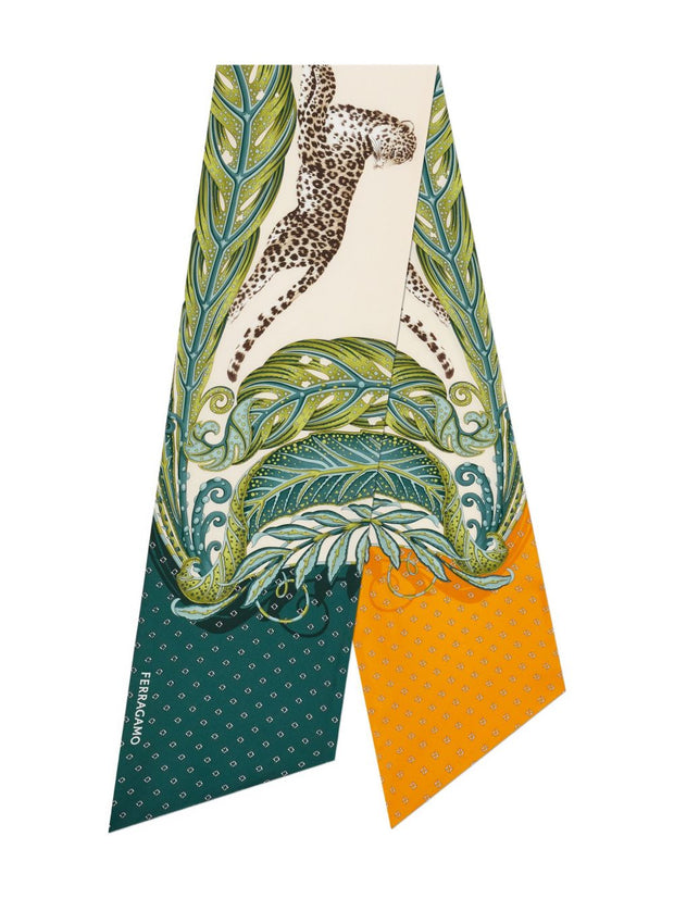 Ferragamo Printed Silk Scarf - Green