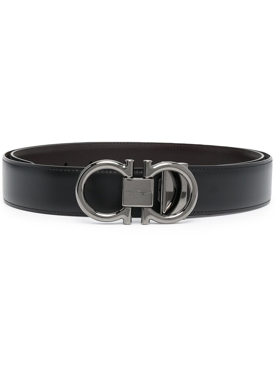 Ferragamo Gancini Leather Belt - Black