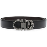 Ferragamo Gancini Leather Belt - Black