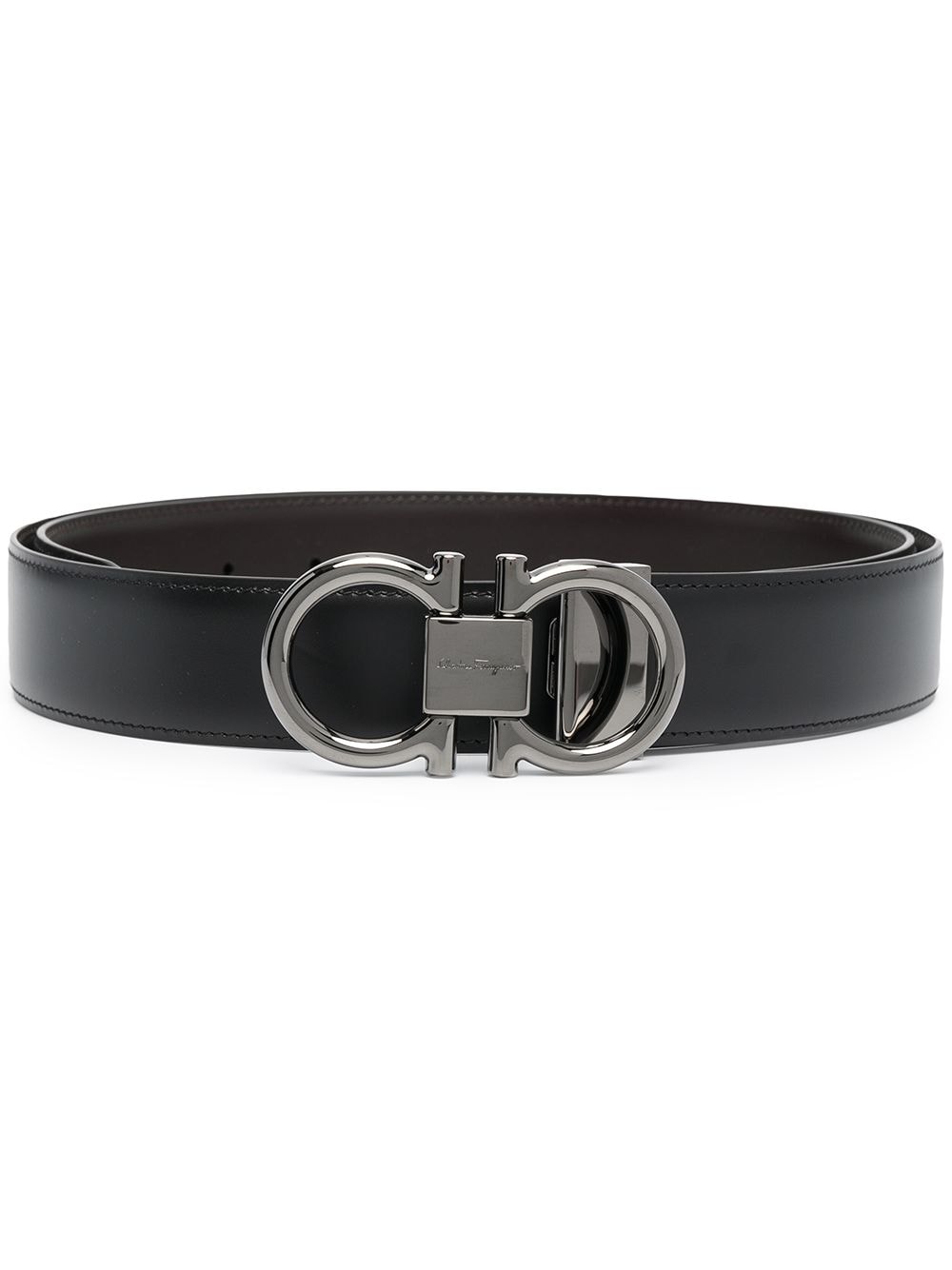 Ferragamo Gancini Leather Belt - Black
