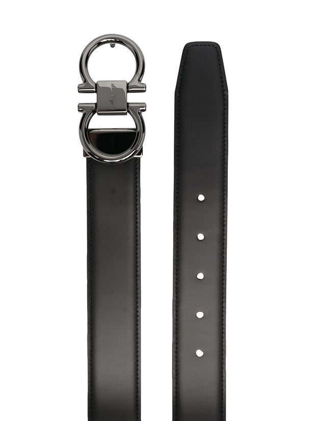 Ferragamo Gancini Leather Belt - Black