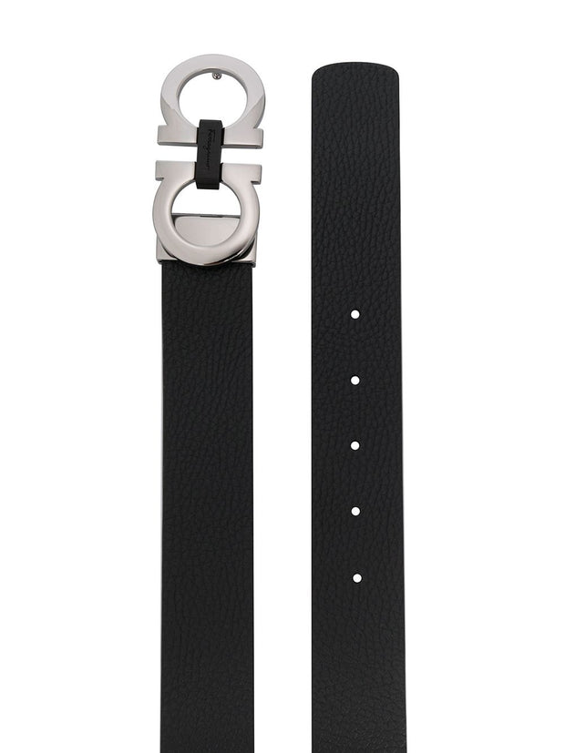 Ferragamo Gancini Leather Belt - Black