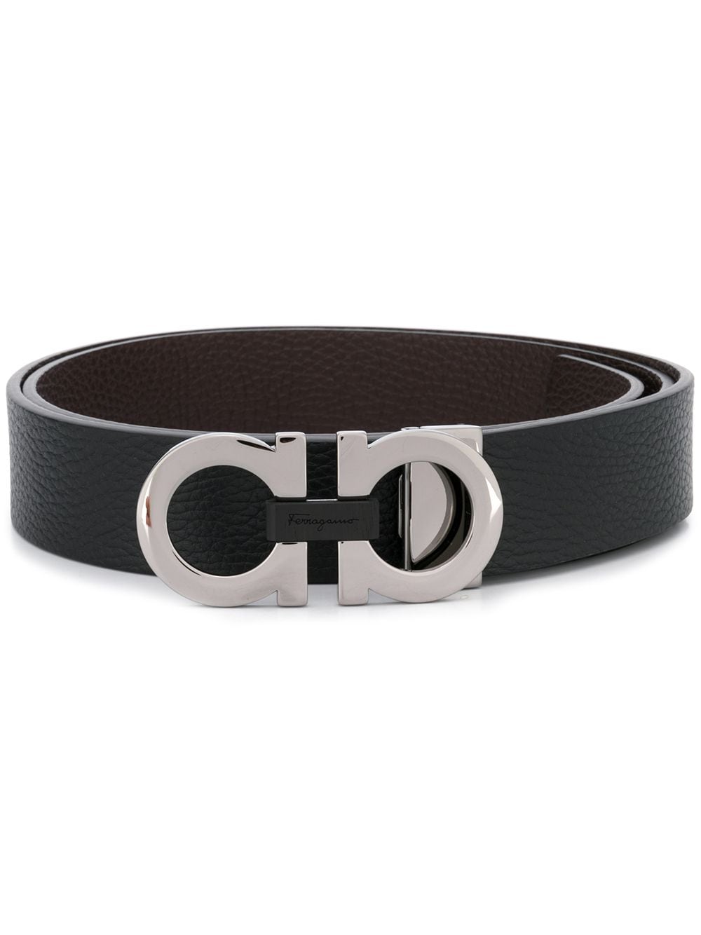 Ferragamo Gancini Leather Belt - Black