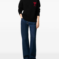 Ami Paris Ami De Coeur Wool Sweater - Black