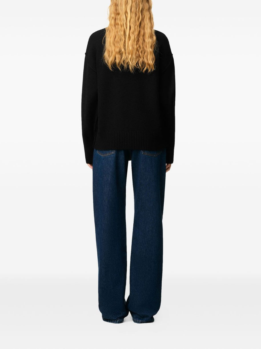 Ami Paris Ami De Coeur Wool Sweater - Black