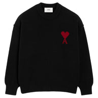 Ami Paris Ami De Coeur Wool Sweater - Black