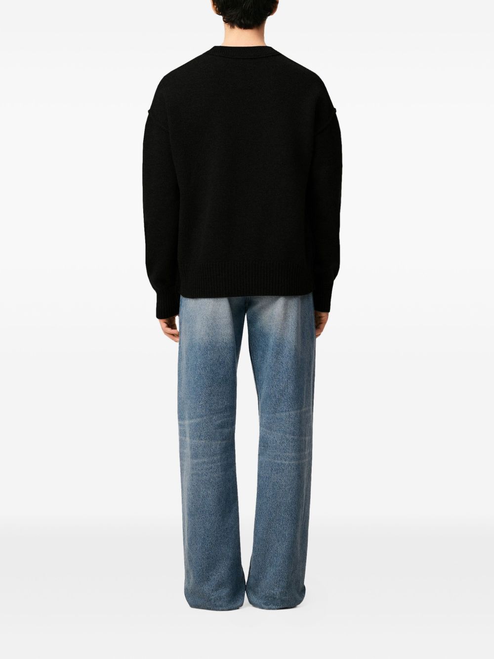 Ami Paris Ami De Coeur Wool Sweater - Black