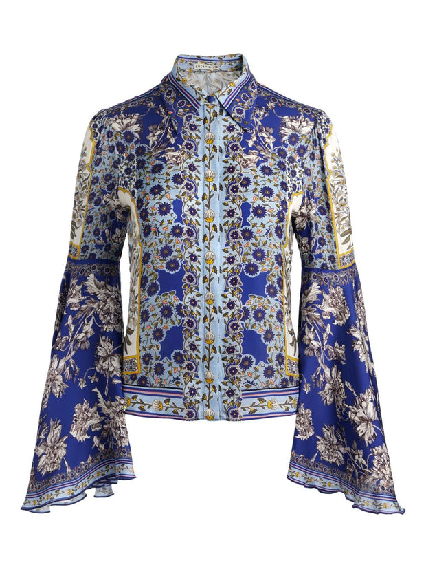 Alice + Olivia Floral Bell Sleeve Top - Purple