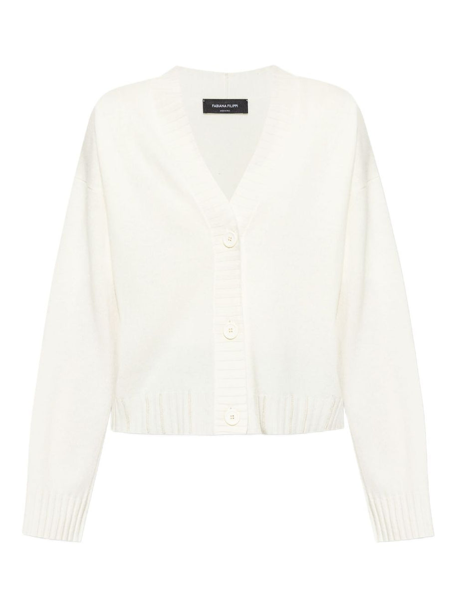 Fabiana Filippi Wool Blend V-necked Sweater - Cream