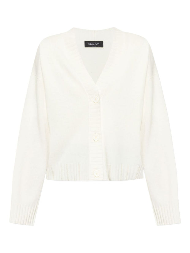 Fabiana Filippi Wool Blend V-necked Sweater - Cream