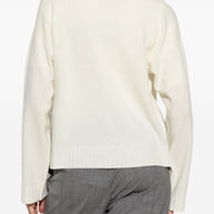 Fabiana Filippi Wool Blend V-necked Sweater - Cream