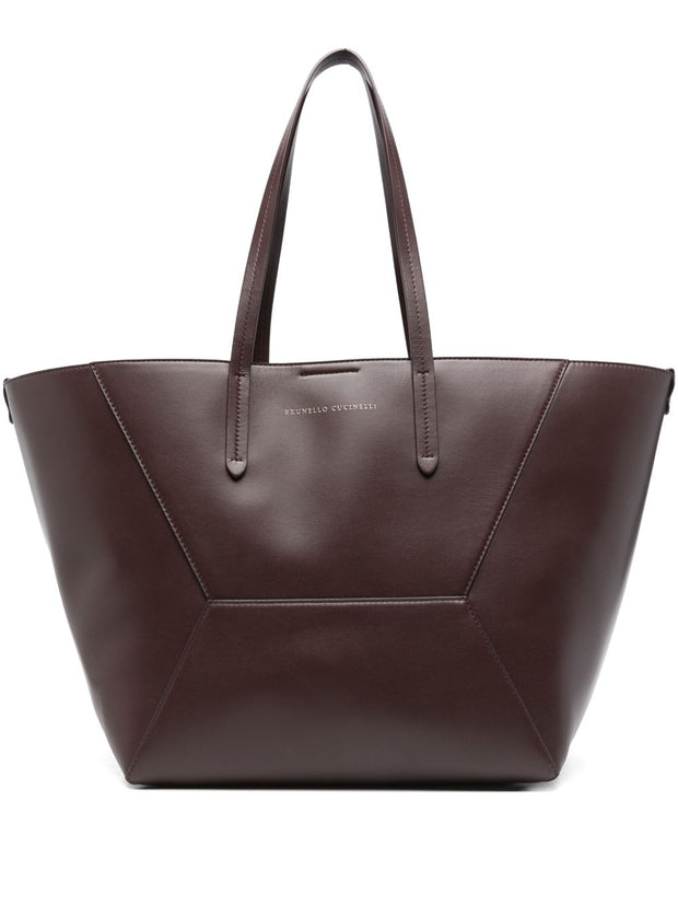 Brunello Cucinelli DC Duo Leather Tote Bag - Bordeaux