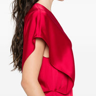 Stella McCartney Satin V-necked Midi Dress Red