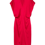 Stella McCartney Satin V-necked Midi Dress Red