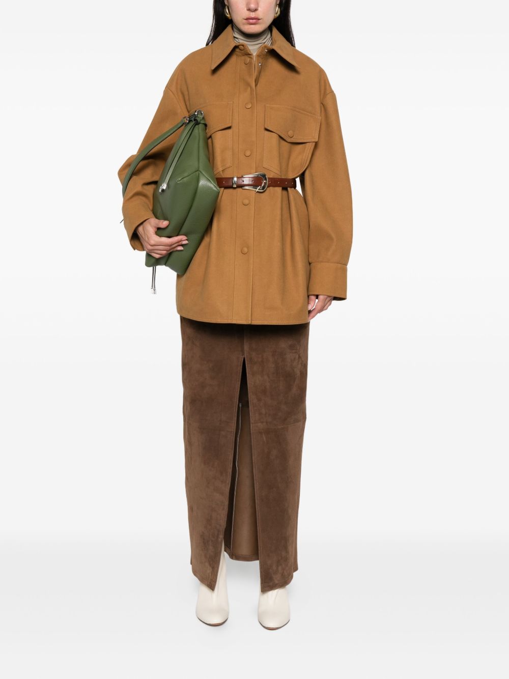 Stella McCartney Faux Suede Overshirt Jacket Beige