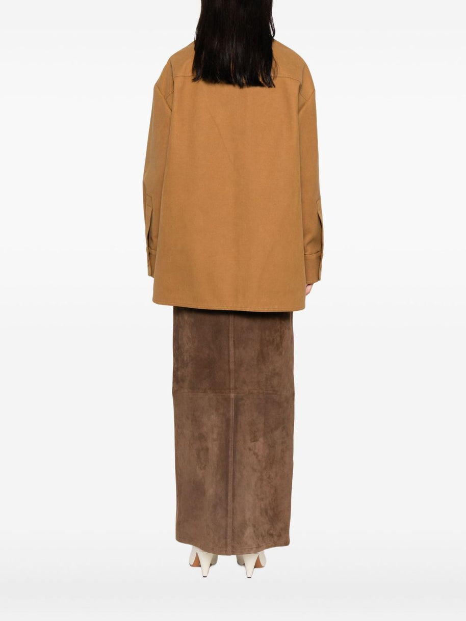 Stella McCartney Faux Suede Overshirt Jacket Beige