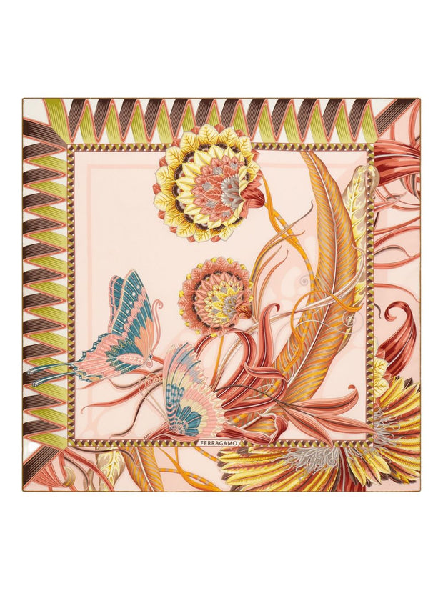 Ferragamo Printed Silk Scarf - Pink