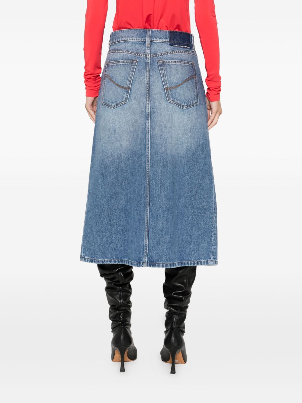 Stella McCartney Denim Cotton Midi Skirt - Blue