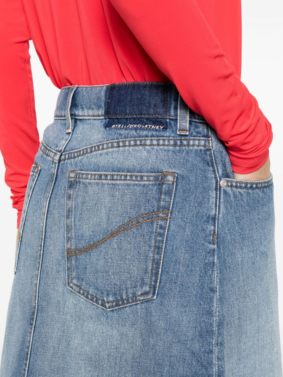 Stella McCartney Denim Cotton Midi Skirt - Blue