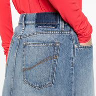 Stella McCartney Denim Cotton Midi Skirt - Blue