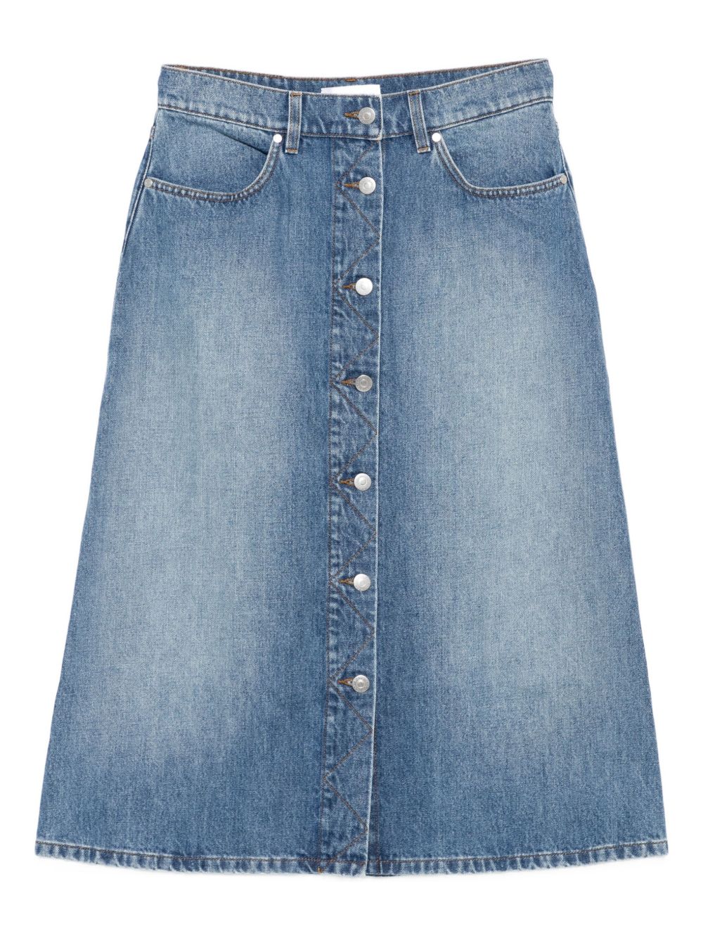Stella McCartney Denim Cotton Midi Skirt - Blue