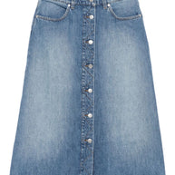 Stella McCartney Denim Cotton Midi Skirt - Blue
