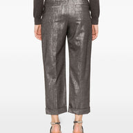Brunello Cucinelli Pleat-detail Metallic Trousers