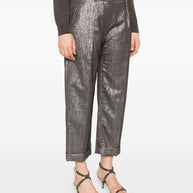 Brunello Cucinelli Pleat-detail Metallic Trousers