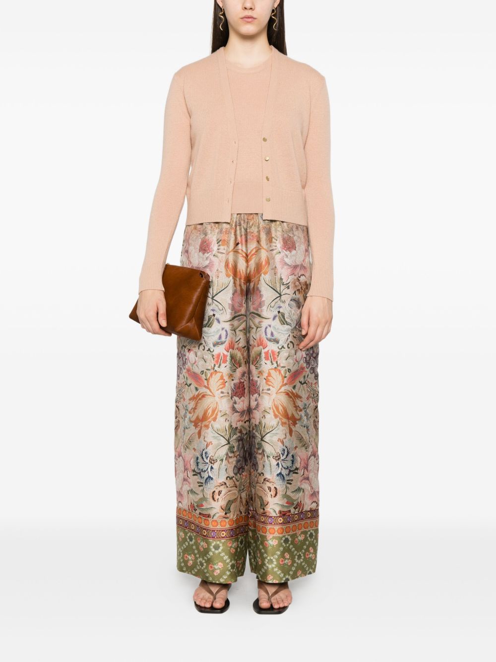 Pierre Louis Mascia Printed Silk Trousers - Beige