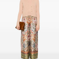 Pierre Louis Mascia Printed Silk Trousers - Beige